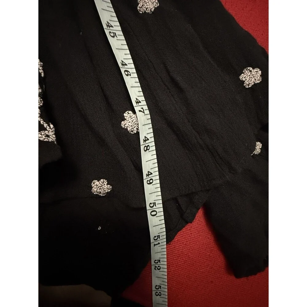Free People Fable Embroidered V Neck Midi Dress Black White Size M Boho Whimsy